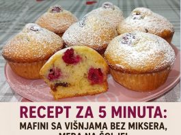 RECEPT ZA 5 MINUTA: Mafini sa višnjama za 5 minuta, mera na šolje!!!