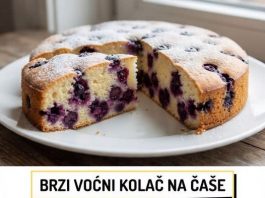 BRZI VOĆNI KOLAČ SA BOROVNICAMA: Mjeri se na čaše, a ostaje sočan i mekan danima